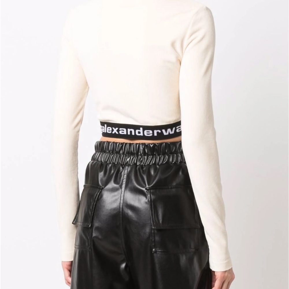 Alexander Wang Ivory Cropped Top with Logo Band - Picture 5 of 7